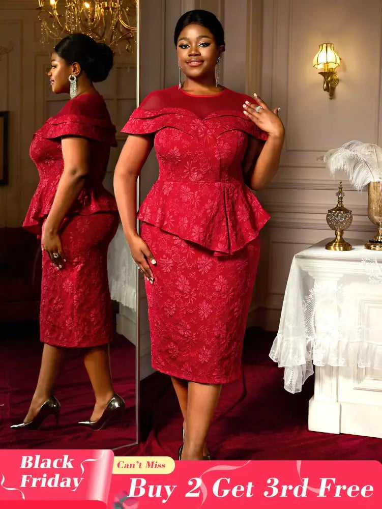 AOMEIDRESS Jacquard Bodycon Dress Round Neck Elegant Party Style

