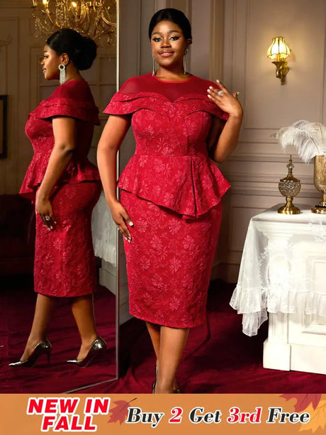 AOMEIDRESS Jacquard Bodycon Dress Round Neck Elegant Party Style

