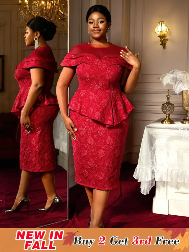 AOMEIDRESS Jacquard Bodycon Dress Round Neck Elegant Party Style

