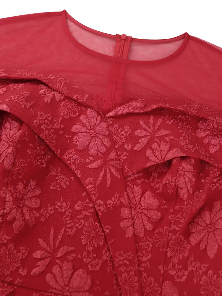 AOMEIDRESS Jacquard Dress Women Formal Red Church Package Hip Dress