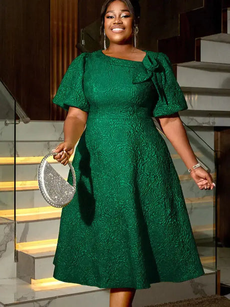 AOMEIDRESS Elegant Wedding Guest Dresses Jacquard A Line 3D Flower