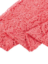 AOMEIDRESS Lace A Line Dress Bow Neck Short Sleeve Criss Cross Waist