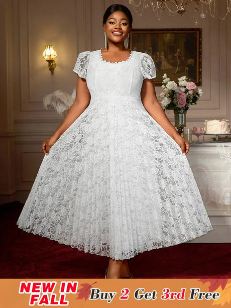 AOMEIDRESS Lace A Line Pleated Dresses 2025 Woman Party Graduation White / S