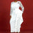 AOMEIDRESS Lace Dress Long Sleeve Beaded Bodycon Elegant White Bridal Shower Dresses White / S