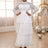 AOMEIDRESS Lace Long Dress Mock Neck See Through Sleeve Layerd A Line White / S