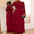 AOMEIDRESS Lace Long Dress Mock Neck See Through Sleeve Layerd A Line Wine / S