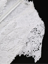AOMEIDRESS Lace Midi A-line Dress V Neck Short Sleeve Wedding Party