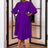 AOMEIDRESS Lace Patchwork Lantern Sleeves Hollow Out Pleated Dress Purple / S
