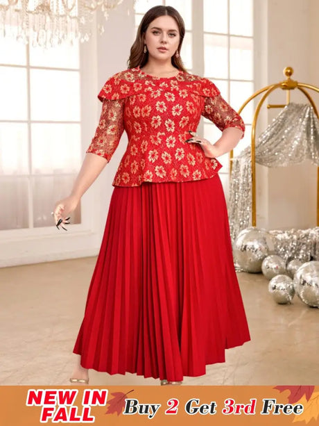 red lace patchwork dresses for women