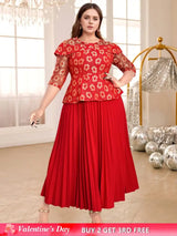 red lace patchwork dresses for women