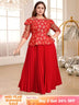 red lace patchwork dresses for women
