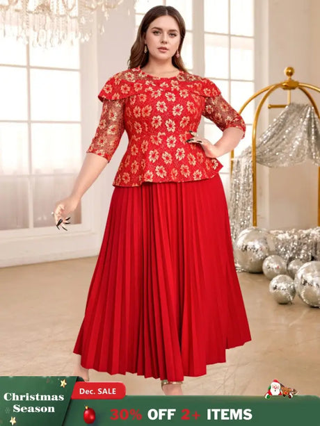 red lace patchwork dresses for women
