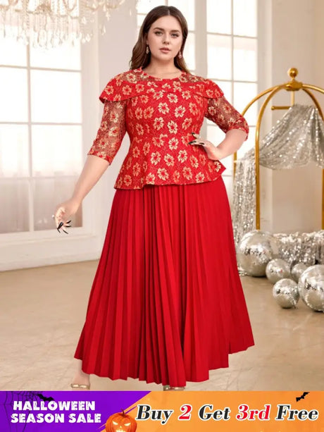 red lace patchwork dresses for women
