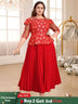red lace patchwork dresses for women