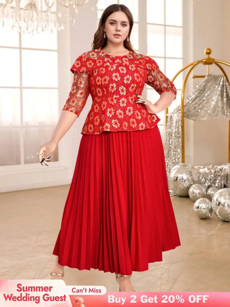red lace patchwork dresses for women
