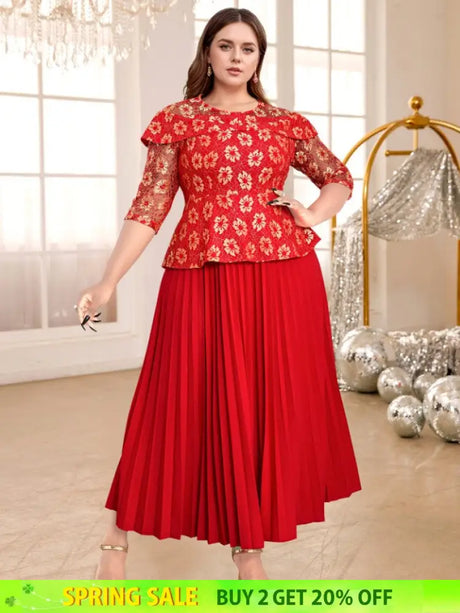 red lace patchwork dresses for women