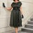 AOMEIDRESS Lace Short Sleeve A Line Dress Black 1950s Style
