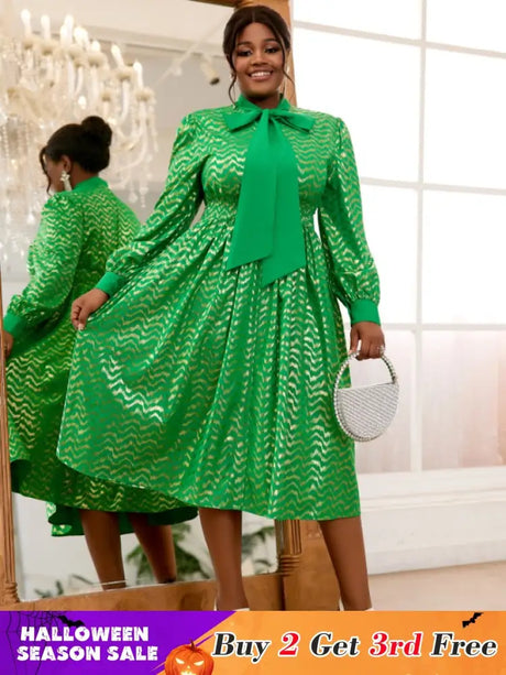 long lantern sleeve  dress for women