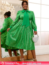 long lantern sleeve  dress for women