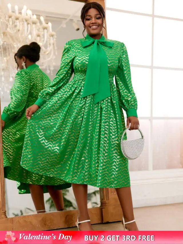 long lantern sleeve  dress for women