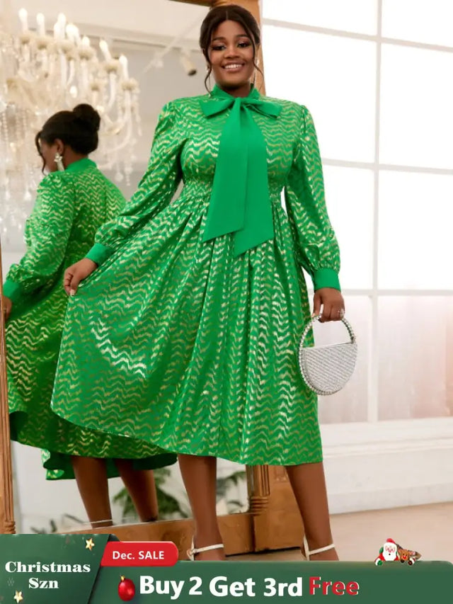 long lantern sleeve  dress for women