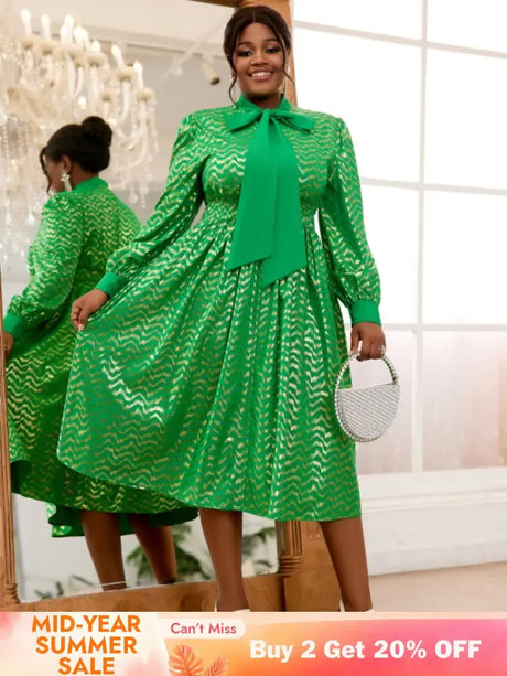 long lantern sleeve  dress for women