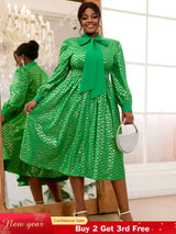 long lantern sleeve  dress for women