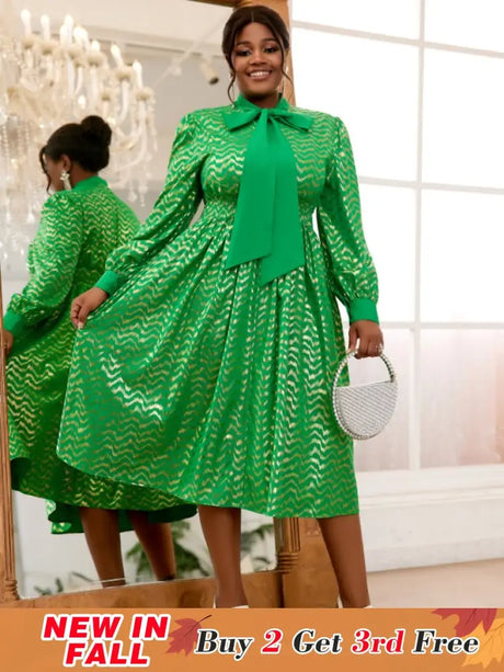 long lantern sleeve  dress for women