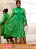 long lantern sleeve  dress for women