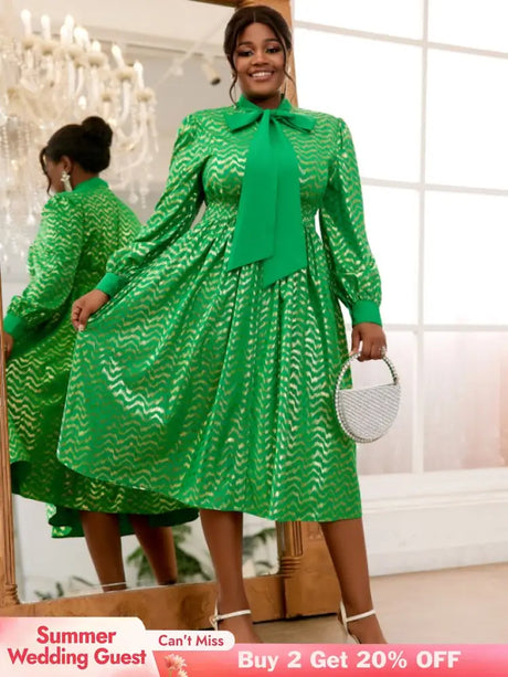 long lantern sleeve  dress for women