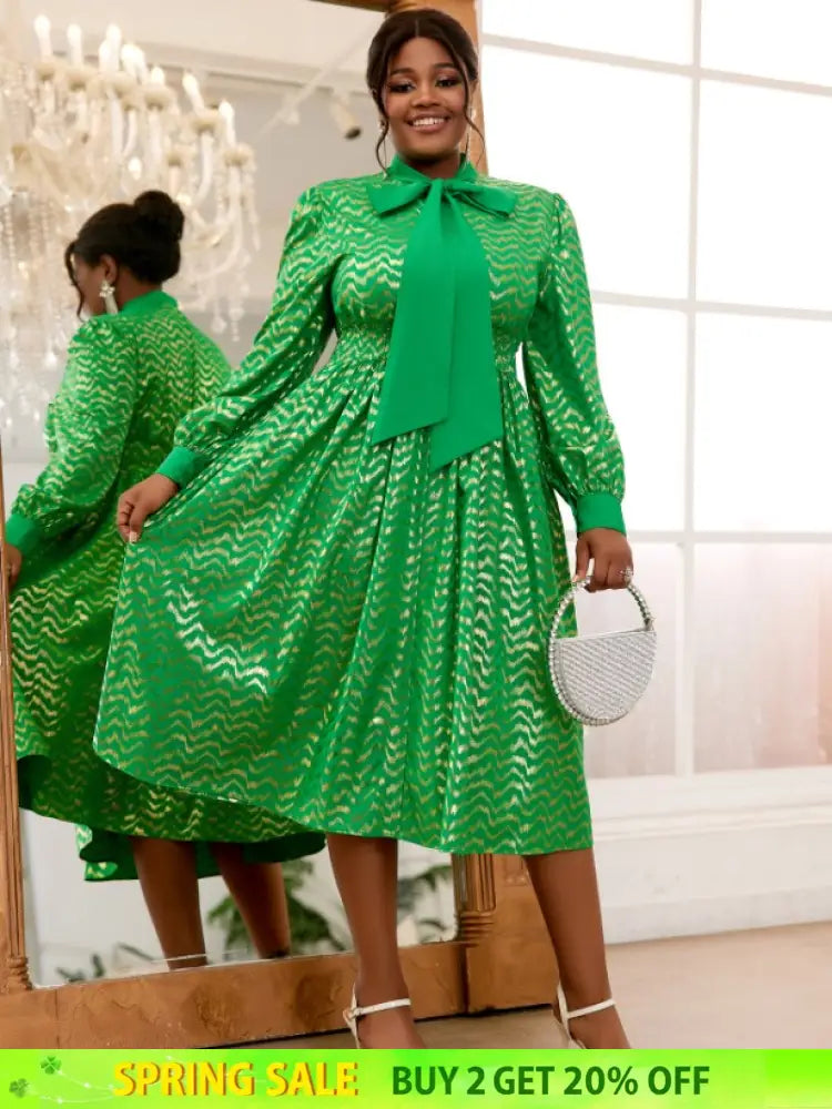 long lantern sleeve  dress for women