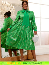 long lantern sleeve  dress for women