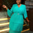 AOMEIDRESS Lake Green A Line Cake Dress Pearl Chiffon V Neck Pleated Green / S