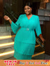 AOMEIDRESS Lake Green A Line Cake Dress Pearl Chiffon V Neck Pleated Green / S