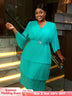 AOMEIDRESS Lake Green A Line Cake Dress Pearl Chiffon V Neck Pleated Green / S