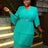 AOMEIDRESS Lake Green A Line Cake Dress Pearl Chiffon V Neck Pleated Green / S
