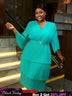 AOMEIDRESS Lake Green A Line Cake Dress Pearl Chiffon V Neck Pleated Green / S