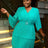 AOMEIDRESS Lake Green Dresses for Wedding A Line Mid Calf V Neck Pleated Green / 0XL