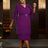 AOMEIDRESS Lake Green Dresses for Wedding A Line Mid Calf V Neck Pleated Purple / 0XL