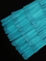 AOMEIDRESS LakeBlue Shiny Sequins A Line Cake Dress V Neck High Waist