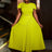 AOMEIDRESS Light Green A Line Dress O Neck Cape Sleeve Classy Pleated Green / S