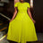 AOMEIDRESS Light Green A Line Dress O Neck Cape Sleeve Classy Pleated Green / S