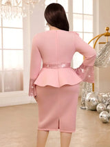 Sequins patchwork ruffles dress