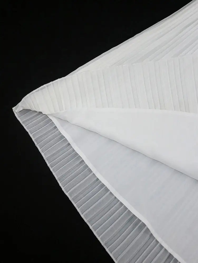 AOMEIDRESS Loose Pleated Chiffon Dress O Neck Lace Up Casual Clothing