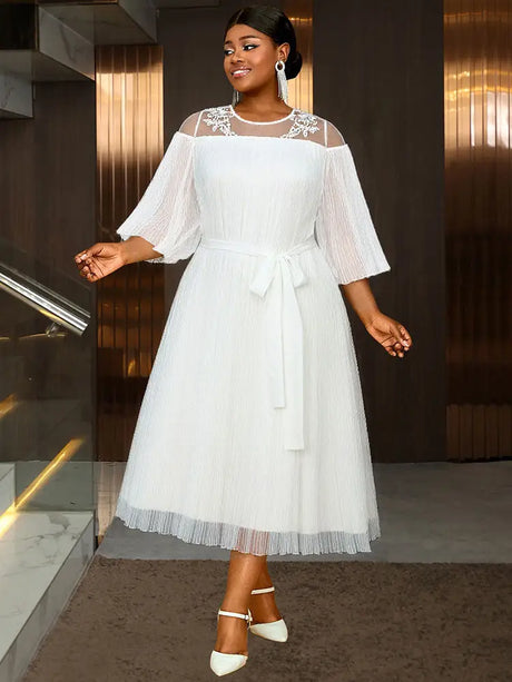 lace up loose dress LW1117 Loose Dress for Ladies Vintage Style Print Dress Women'S Summer Lace-Up Advanced Design Chic Plus Size Dress Long