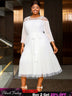 AOMEIDRESS Loose Pleated Chiffon Dress O Neck Lace Up Casual Clothing White / S