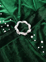 AOMEIDRESS Luxury A Line Velvet Dress Peplum Belt Church Party Gowns