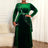AOMEIDRESS Luxury A Line Velvet Dress Peplum Belt Church Party Gowns DarkGreen / L