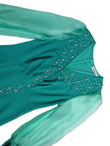 AOMEIDRESS Luxury Beading Dress with Sheer Sleeve for Wedding Party