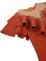 AOMEIDRESS Luxury Dress Grace Embroidered Flares Butterfly Sleeve